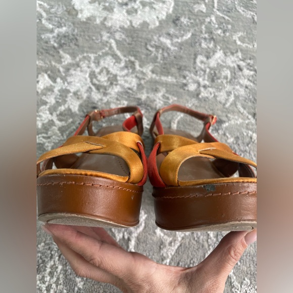 Nine West Orange satin slingback heeled Sandals - Picture 3 of 4